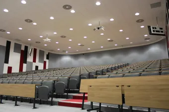 A large lecture theatre in the Brecon Building on the Treforest campus
