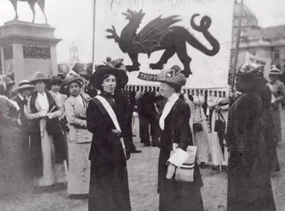 black and white image of women protesting