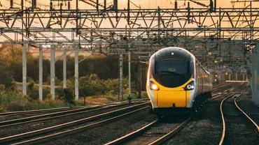 A train travelling on train tracks.