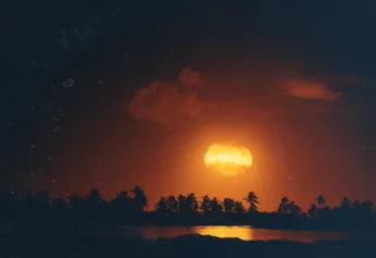 Nuclear explosion cloud at night