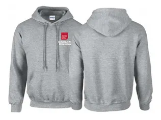 two grey USW embroidered hoodies