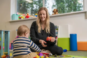 ABA clinic staff working with children