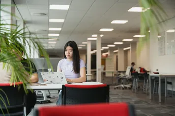 Student sat in the USW Careers office