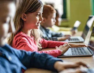 Girl using laptop