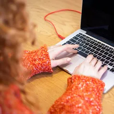 Girl using laptop