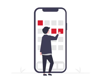illustration of a person using a phone