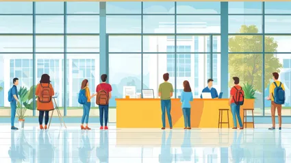 illustration of a busy office