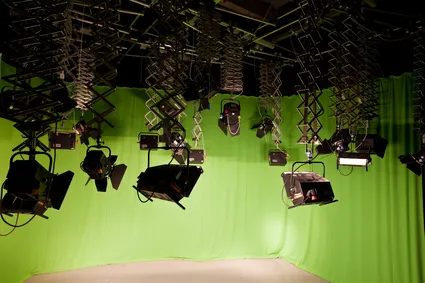 Media recording and lighting equipment in tv studio