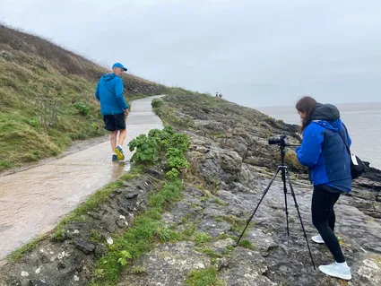 behind the scenes shot of media students