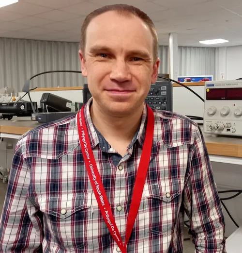 Darren Haines in a research laboratory