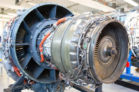 Engine of a plane in the aerospace centre on Treforest campus