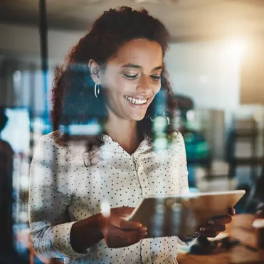 Woman in tech using tablet