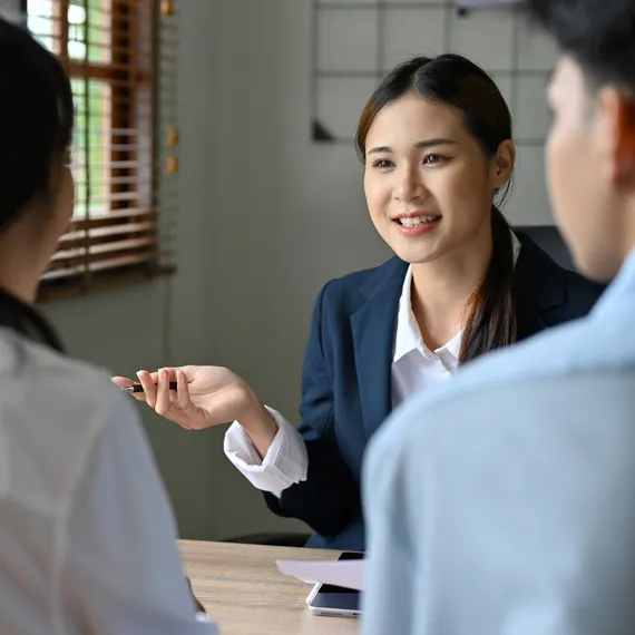 Woman attending an interview