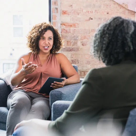 Women giving girl career advice