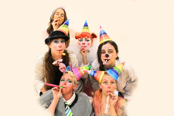 A group of USW students dressed as clowns