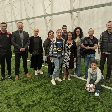 Academics from Kharkiv State Academy of Physical Culture with USW colleagues on a tour of the Sport Park