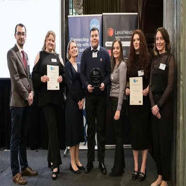 USW's Legal Advice team collecting their award at the LawWorks Cymru award ceremony