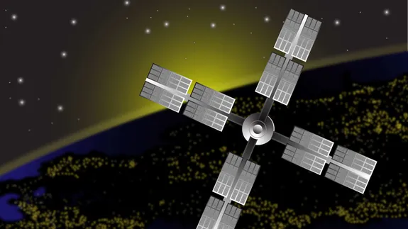 Computer generated image of a satellite in space