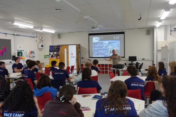Students in a lecture at the Space to Learn event
