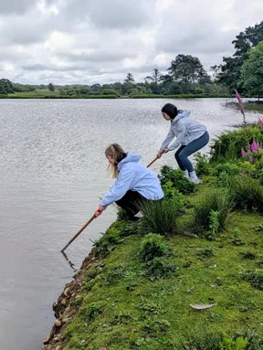 Some of the teenagers who attended the University of South Wales' 'Biology in the Park' at Margam Park taking part in one of the activities included in the event