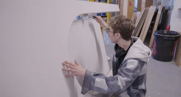 Student working on constructing a set