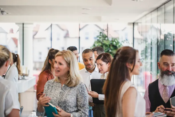 Business professionals attending business conference