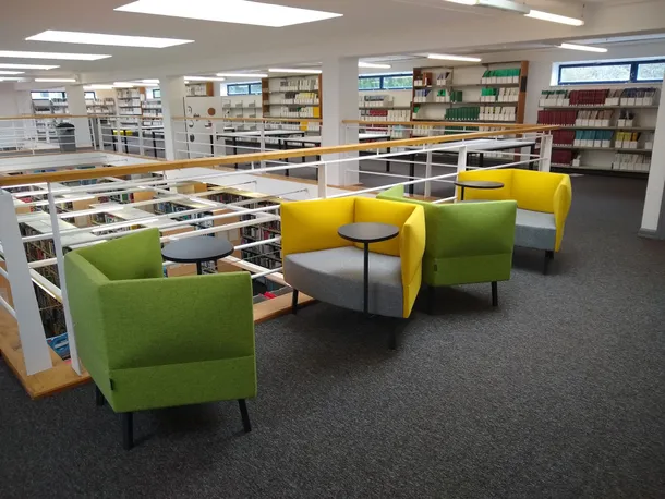 Seating area in glyntaff library