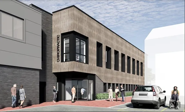 Proposed exterior of the new Chiropractic Clinic on Treforest campus