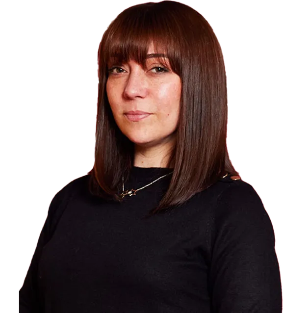 A cutout of automotive engineering academic student Sian Edwards staring at the camera intently
