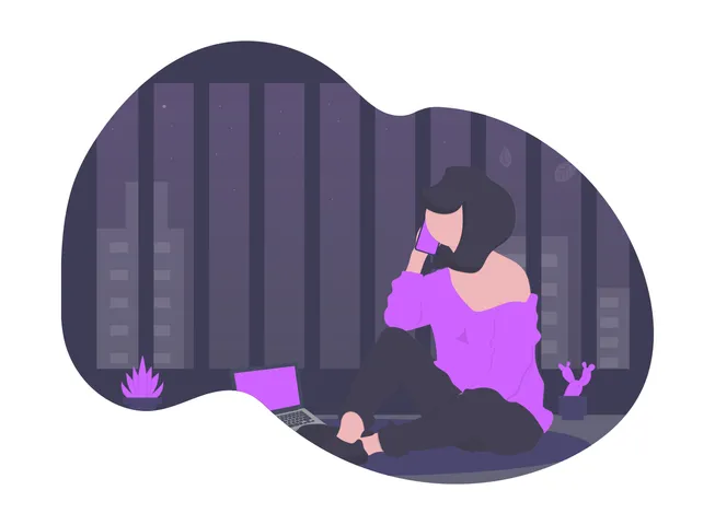 illustration of a person sitting on the floor talking on the phone