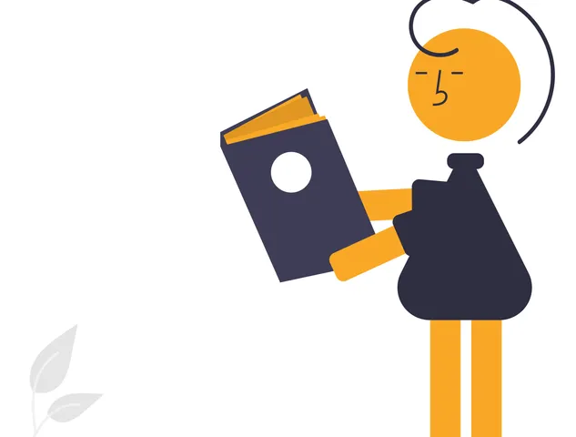 illustration of a person standing reading a book