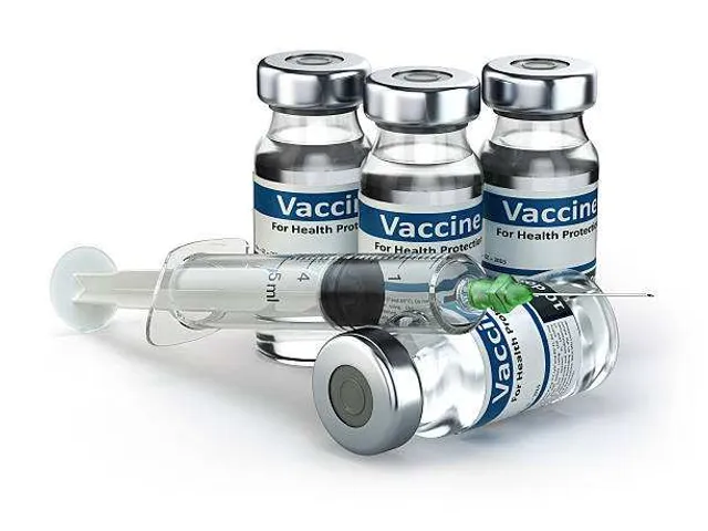 Vaccination bottles and a syringe.