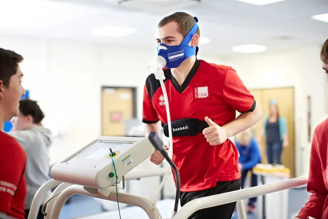 Sport student taking part in a respiratory experiment