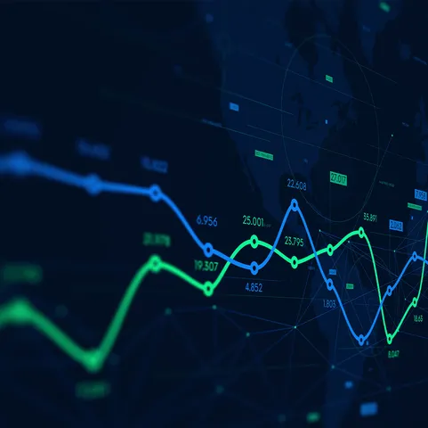 A close up of a screen displaying two line graphs.