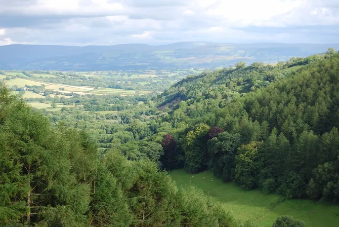 View of the green hills of the south Wales valleys