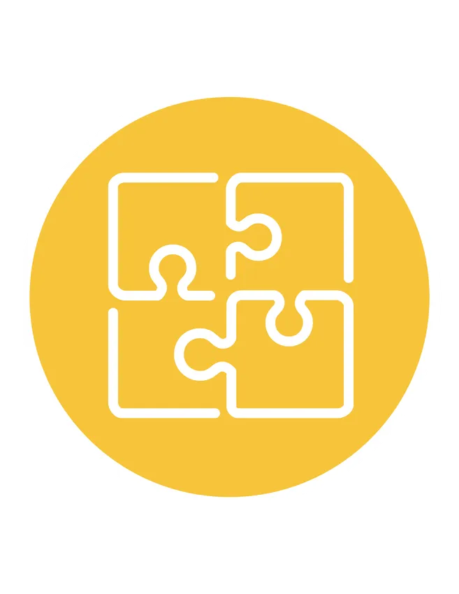 An icon that shows four puzzle pieces fitting together in the shape of a sqaure.