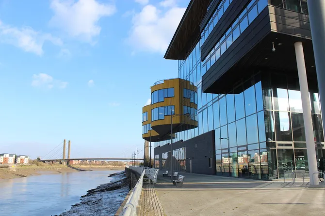Newport Campus exterior shot on a summer's day.