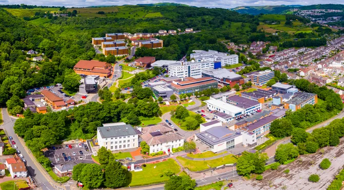 An aerial view of Treforest Campus.