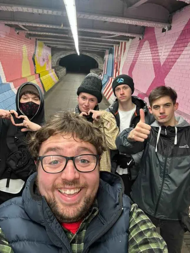 A selfie of student content creator, Arron, and friends.