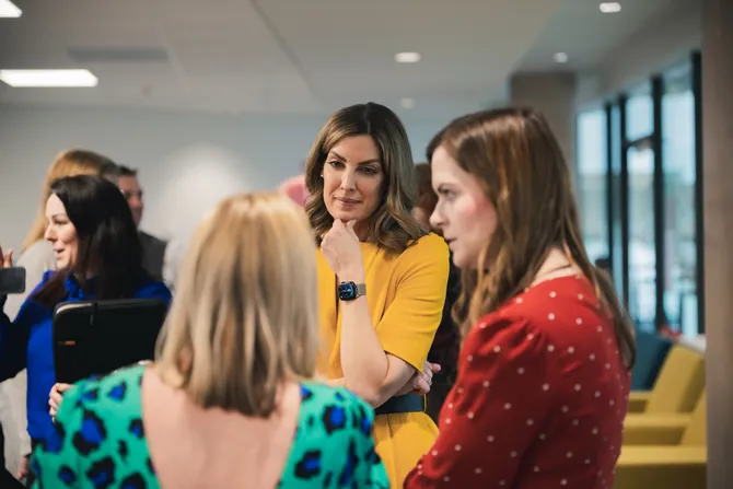 Women networking at event