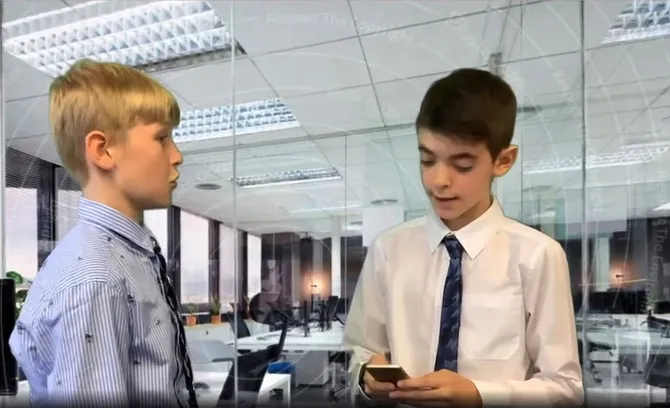 Two pupils from Llancaeach Junior School who took part in the Cyber Heroes project