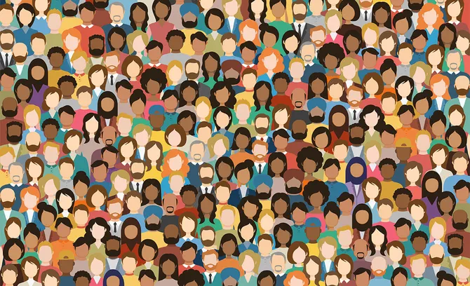 A large crowd, representing a diverse group of people