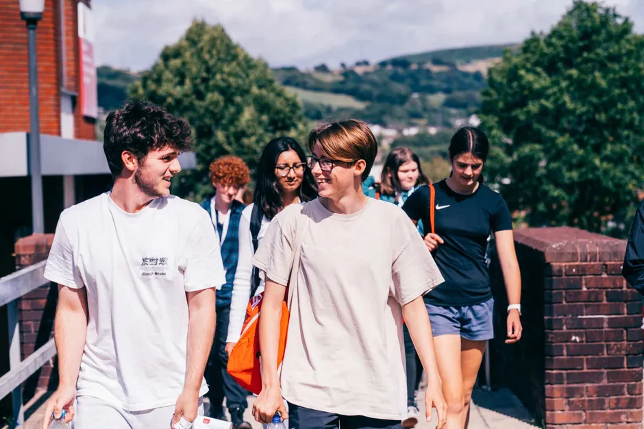 Students smiling at Treforest campus USW Summer School