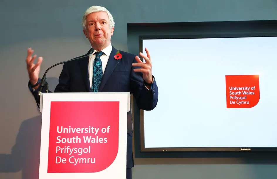 Tony Hall, Director-General of the BBC, opening the enhanced USW Cardiff Campus on November 1, 2016
