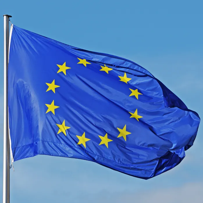 EU flag blowing in the wind