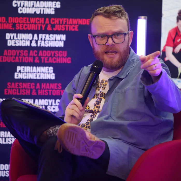 BBC Radio Wales presenter Huw Stephens speaking at the Immersed! Festival launch event