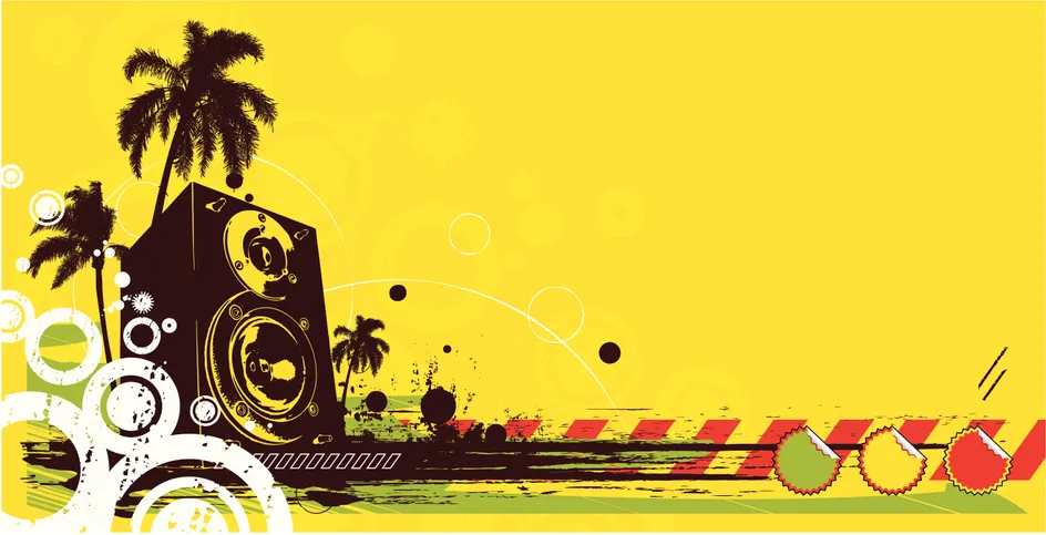 A speaker and palm trees