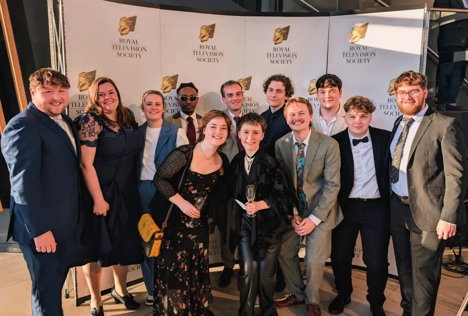 Students celebrate at the RTS Cymru Awards