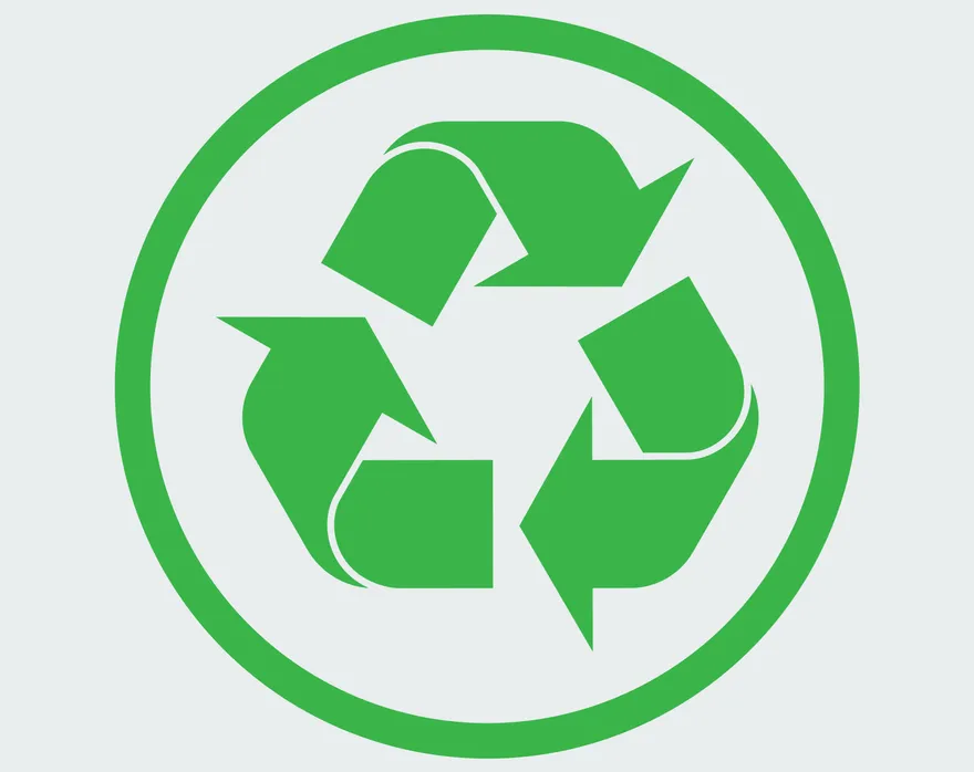A green recycling symbol consisting of three arrows forming a triangle.