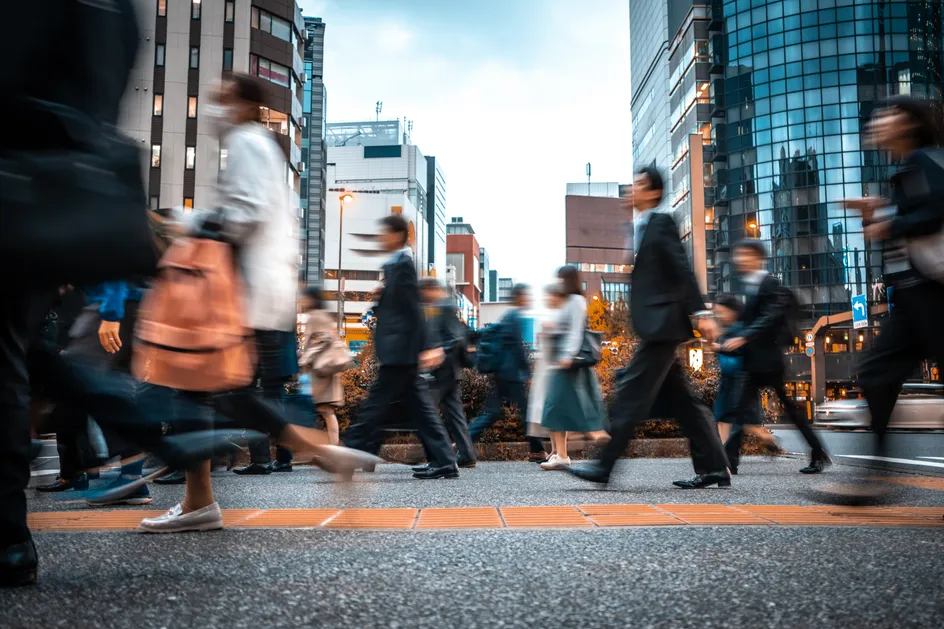 People walking on a city street